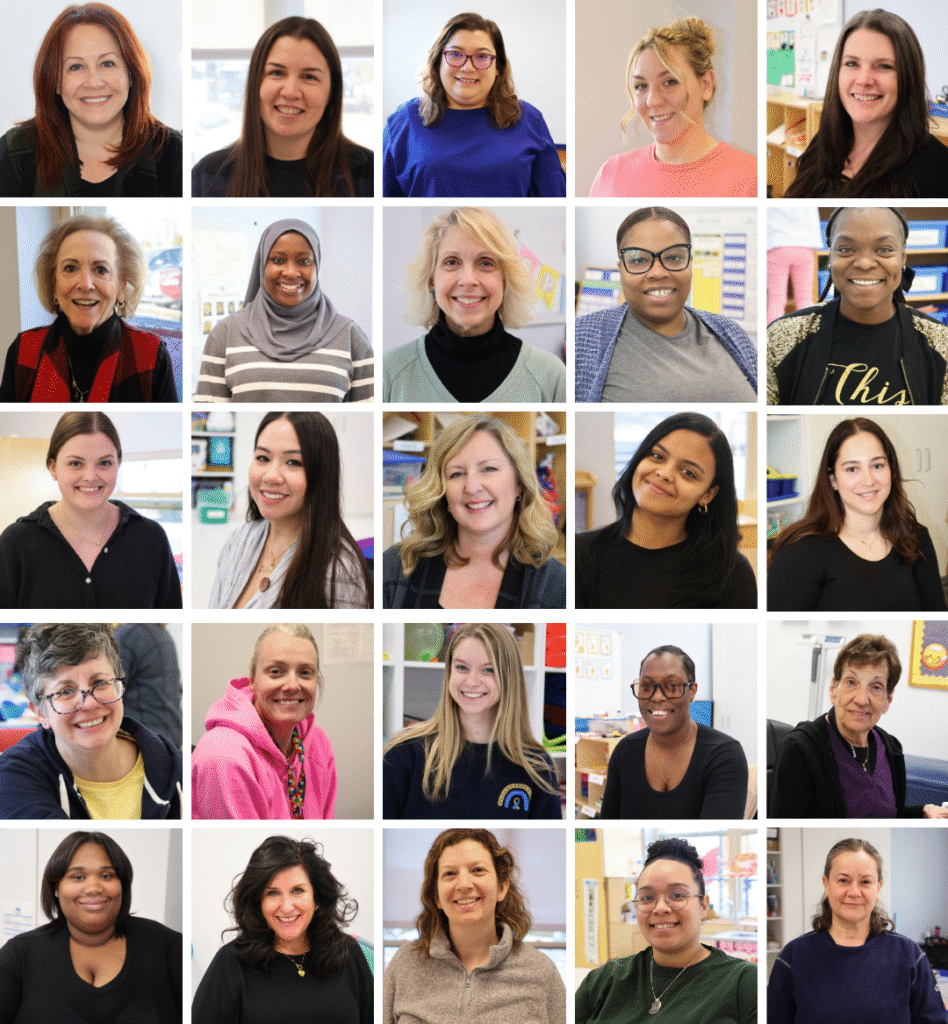 A grid of photos of teachers and staff members at Stepping Stones School